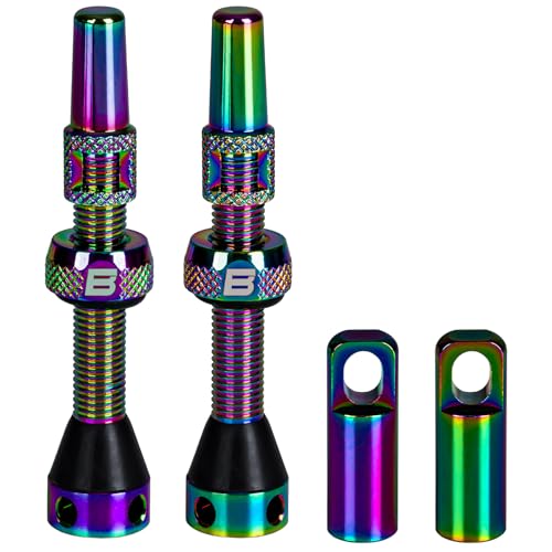 Image of BWSHLF Tubeless Presta Valve Stem 40 /44 /55 /60 /65 /80 /100 mm, Super Light Alloy Presta Valve Stem Kit with Valve Core Remover Tool and Valve Stem Caps - Multiple Color and Size Options(Pair)