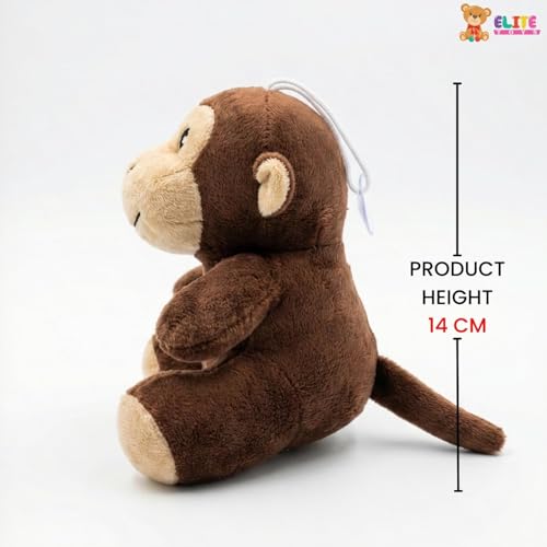 Image of Elite Toys Monkey Soft Toy 14 cm | Cute Monkey Plush Stuffed Animal | Mini Cuddly Jungle Animal Toy for Kids Boys Girls | Birthday Return Gift Kids Toy