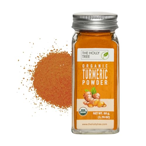 Organic Turmeric Powder 1.7 Oz - Turmeric Powder Organic For Cooking, Drinks & Skin - Usda Certified, Ground Turmeric Spice, Gluten Free - The Holly Tree