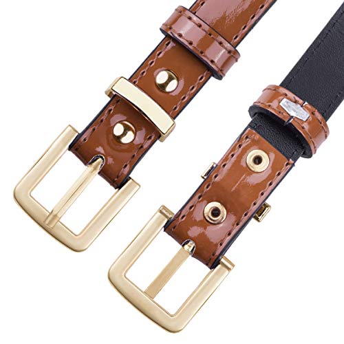 Sportmusies Patent Leather Skinny Belts for Women, Adjustable Ladies Waist Belt for Dresses2