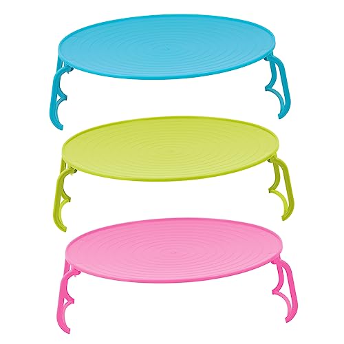 AUTSUPPL 3Pcs Multi Function Layered Steaming Racks Rounded Food Tray Holders for Microwave Heating and