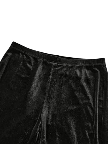 Verdusa Women's Plus Size Ruffle Trim Lace Velvet Pants Elastic Waist Wide Leg Palazzo Pants3