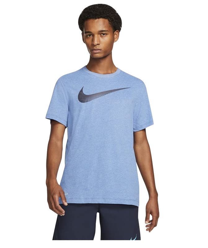 Nike Maglietta Da Allenamento Dri-fit Swoosh Camiseta, BLU Royal Game Royal Chiao Mélange, XXL para Hombre