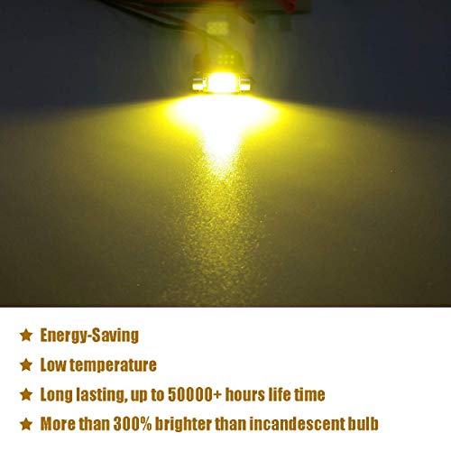 iBrightstar 9-30V Extremely Bright DE3175 DE3021 Festoon LED Bulbs Error Free 1.25" 31mm for Interior Map Dome Lights and License Plate Courtesy Lights, Gold
