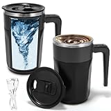 ZMYTHOPIA Self Stirring Coffee Mug,with LCD Temperature Display,Rechargeable automatic magnetic stirring coffee mug,14 fl.oz Auto Stir Coffee Mug,316 stainless steel,Ideal Gift for Coffee Lovers,Black