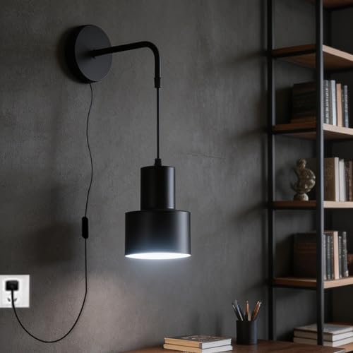 Iluminación de pared con enchufe e interruptor estilo retro 6
