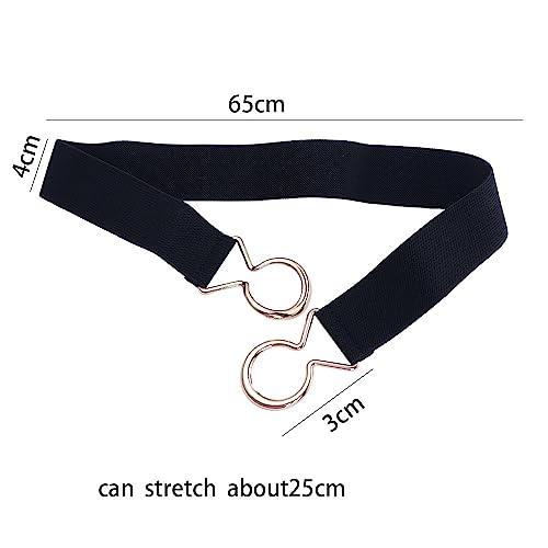 Vctitil Gold Round Buckle Belt Elegant Simple Female Waist Strap Solid Color Knot Dress Decoration Metal Buckle Geometric Women Waistband(black)2
