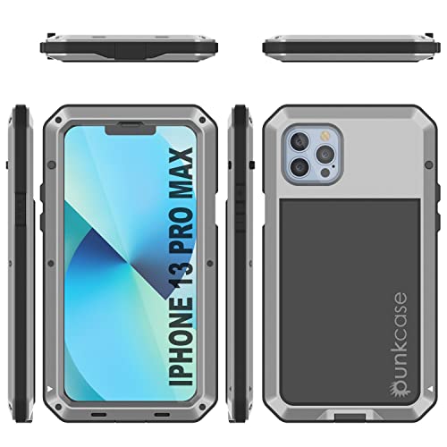 Punkcase For Iphone 13 Pro Max Metal Case | Heavy Duty Military Grade Armor Cover [Shock Proof] Hard Aluminum & Tpu Design W/Tempered Glass Screen Protector For Iphone 13 Pro Max(6.7")(2021)[Silver] #TOP7