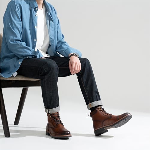 Image of Jousen Mens Chukka Boots Leather Dress Boots for Men Retro Ankle Boots Mens High Top Boots