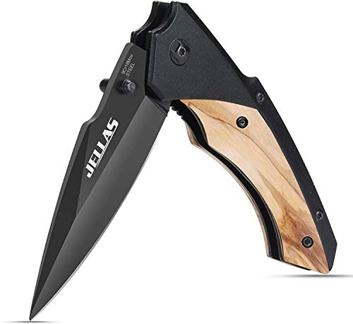 Pocket Knife, Jellas Bearing Folding Knives - 9Cr18 Stainless Steel Tactical Knife - Best Camping Hunting Fishing Survival Knife with Clip - Perfect Gifts for Men and Women KN02