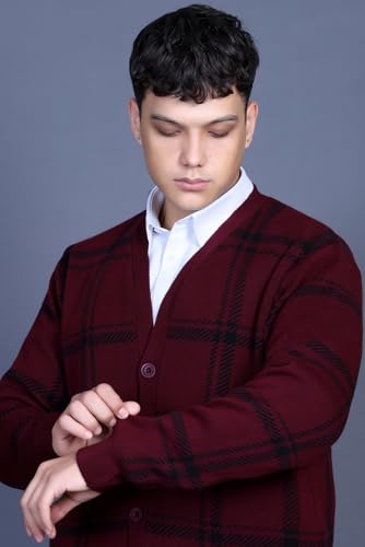 Image of GODFREY V Neck Cardigans for Men - Full Sleeve Woolen Sweater for Man Winter Wear