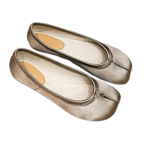 ZQW Silk Tabi Shoes Ballet Flats for Women Split-Toe Slip-On Shoes Elegant Minimalist Dressy Office Work Casual Wear Comfortable Flats