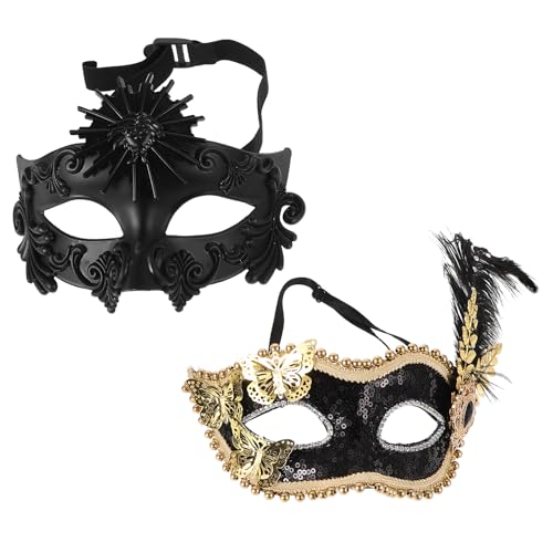 Masques de Mardi Gras pour costume et décoration de fête vintage Beavorty 2pièces