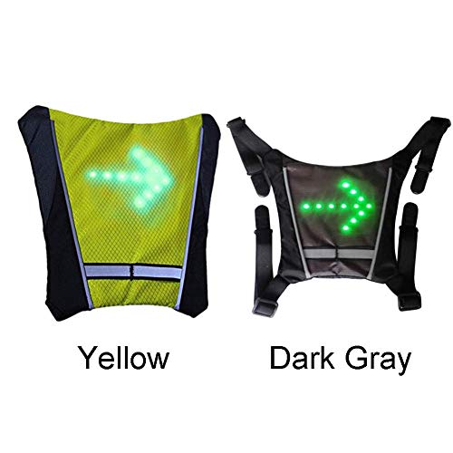 TXYFYP LED Turn Signal Réfléchissant Gilet, Bicyclette Imperméable Sac à Dos avec Télécommande USB Chargement Direction Indicateur pour Nuit Cyclisme - Jaune, Free Size - Image 3