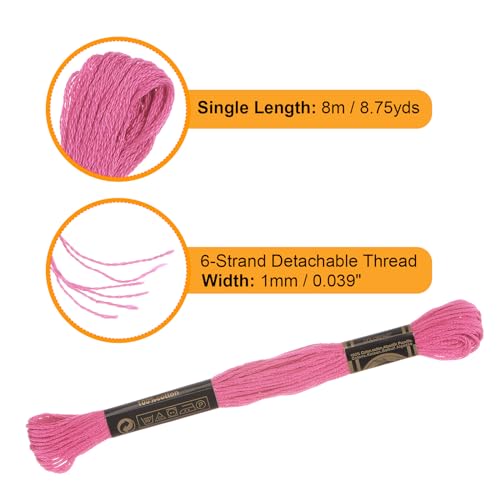 Image of HARFINGTON 3pcs 12 Skeins Embroidery Floss 8.75yds(8m) Egyptian Long-Staple Cotton Cross Stitch Thread for Sewing DIY Bracelet Yarn String and Crafts, Peach Pink(63806)