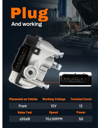 Image of 2C3Z17508AA Front Windshield Wiper Motor for Ford F150-550 | Direct Fit 12-Pin for Ford F-150 F250 F350 F450 F550 Super Duty, Expedition,Mustang,Lincoln Town Car LS MKX
