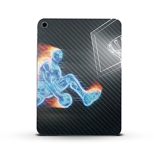 Image of MightySkins Carbon Fiber Skin Compatible with Apple iPad 10.9 inch 10th Gen (2022) Full Wrap Kit - Glow Basketball | Protective, Durable Textured Carbon Fiber Finish | Easy to Apply | Made in The USA