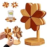 Wooden Trivets for Hot Dishes, Wooden Expandable Trivet, Wood Trivets for Hot Dishes Decorative, Expanding Trivet with Handles, hot Pads for countertops Wooden (3 Pieces and 1 Stand)