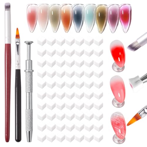 Éponges à ongles ombrées avec accessoires de nail art pour effet aura