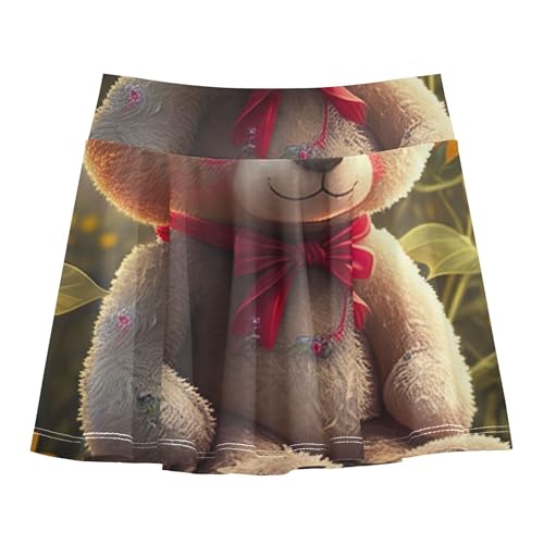 Girls' Shorts Athletic Skorts Tennis Skirts Toddler Cartoon School Cute Teddy Bear Vibrant Sunflower 3t