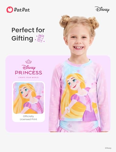 Image of Disney Frozen Elsa Stitch Marvel Toddler Girl Two Piece Long Sleeve UPF50+ Swimsuit Rashguard Sets Bathing Suit
