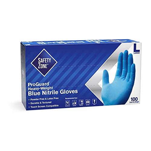 Safety Zone GNPR-LG-1 6MIL, Blue PF Nitrile Glove, L
