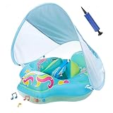 Baby Schwimmring mit Abnehmbaren Sonnendach, Schwimmring mit Sonnenschutz, Aufblasbarer Baby Schwimmreifen UPF 50+, Schwimmtrainer Float für ab 6-36 Monate