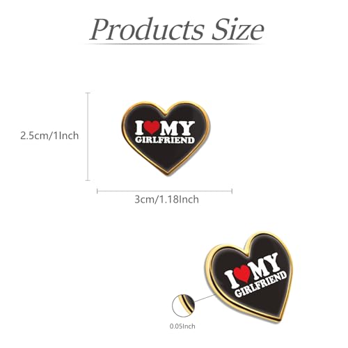 Image of 6 /12 /50 /100 Pack Heart I Love My Girlfriend&Boyfriend Lapel Pins Bulk - Red Party Button Brooch Hot Love Badge Pin for Men Women Clothes Bags Hats