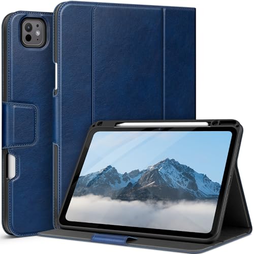 auaua Funda para iPad Pro de 13 pulgadas (M5/M4) 2025/2024, con soporte para lápiz y bolsillo, múltiples ángulos de visión, cierre magnético, apagado y encendido automático (azul)