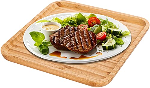 Bearstar 2-Pack Bamboo Square Plates ,12 Inches Cheese Plates Coffee Tea Serving Tray Fruit Platters Party Dinner Plates Sour Candy Tray #TOP5