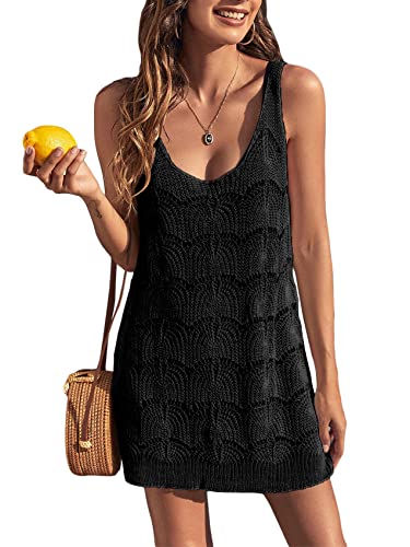 Womens Sexy Crochet Cover Up Swimwear Mesh Dress See Through Fishnet Beach Swimsuit Top