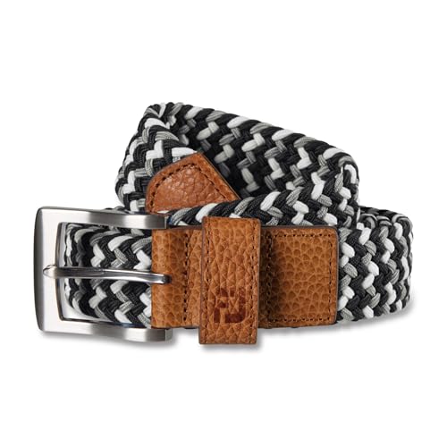 FootJoy Men's Woven Golf Belt, Black/Charcoal/Grey, Regular