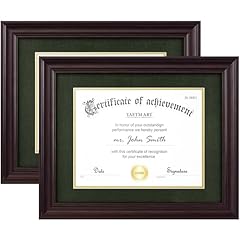 Dark Brown Frame / Green & Gold Mat - 11x14 matted to 8.5x11