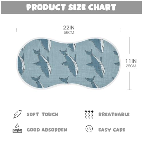 Muslin Burp Cloth for Baby 2PCS Sharks Super Absorbent Burping Cloths, Bibs for Newborn Boys Girls4