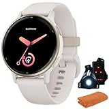 garmin vivoactive hr fractionné  Garmin 010-02862-11 Vivoactive 5 Fitness Smartwatch, paquete marfil con toalla deportiva de enfriamiento de entrenamiento y luz de seguridad delantera y trasera Deco Essentials