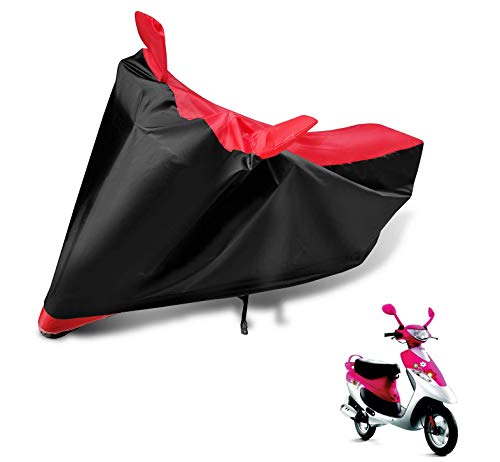 Image of Auto Hub Scooty Cover Compatible with TVS Scooty Pep Plus with Mirror Pocket, Dustproof, Heat Resistant, Triple Stitched, Pep Plus Scooty Cover- Black, Red