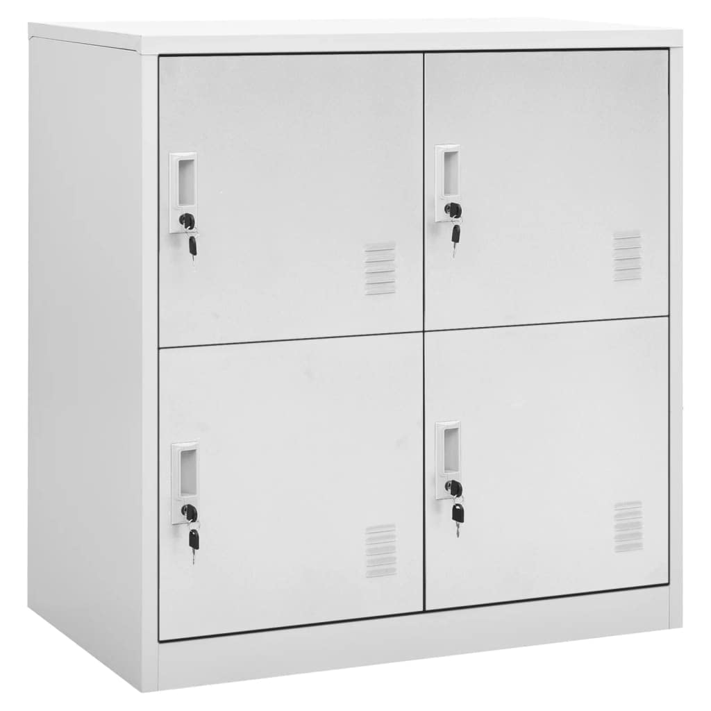Armadietti 2 pezzi, grigio chiaro, in acciaio, 90 x 45 x 92,5 cm, con serratura, 4 scomparti, per ufficio, garage, cantina, ripostiglio, spazio e ordine
