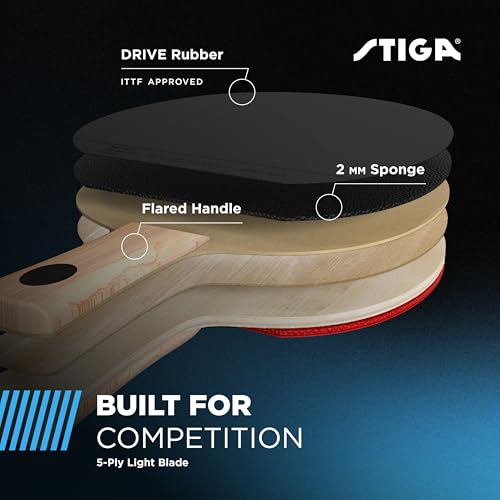 Image of STIGA Ping Pong Paddles - 2mm Tournament-Approved Sponge - Flared Handle for Enhanced Control - Competitive Table Tennis Racket for Family Fun - Multiple Styles & Performance Levels Available