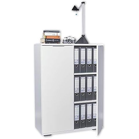 Kommode Weiß Ordnerschrank Aktenschrank 80,2 x 109,5 x 35 Schrank für Ordner Mehrzweckschrank Bücherschrank Büromöbel Kombinierbar Allzweckschrank Vorratsschrank Büro Möbel Cover
