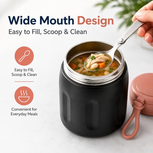 Image of Thermo for Hot Food Kids & Adults - 23.67 oz with Folding Spoon and Handle