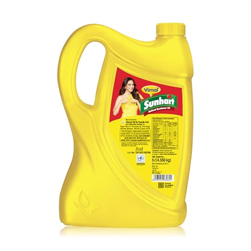 Image of Vimal Sunhart Sunflower Oil: Refined for Optimal Nutrition | Healthy Cooking Oil for All Your Culinary Needs | 5L