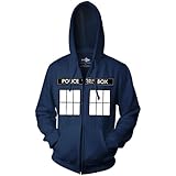 Ripple Junction Doctor Who Call Box Window Adult Zip Hoodie XX-Large Navy