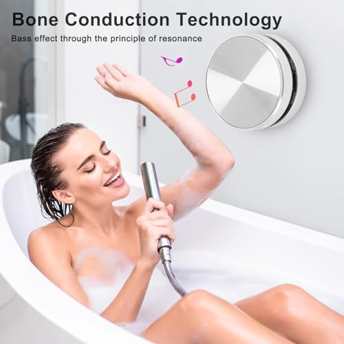 Image of Bewinner Bone Conduction Speakers Ultra Mini, Turn Anythin into A Speaker, Stereo Bass Portable Small Cordless Speaker with Suction Cup for Home Outdoor Travel (Silver)