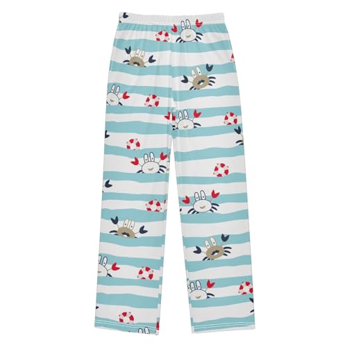 ZZXXB Lovely Crab Striped Boys Long Pants Soft Trousers Elastic Waist Kids Lounge Bottoms with Pockets S-XL