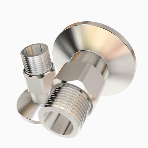 Image of bmotiontech 3 /8 inch MNPT Male NPT to KF25 NW25 Flange Fitting adapter (ISO-KF KF25 QF25 NW25) (3 /8 inch MNPT KF25 x 2PCs)
