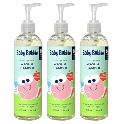 Image of Mr. Bubble Baby Bubble Ultra Gentle Body Wash & Shampoo, Sweet Violet Clouds Scent, 12 oz. Pack of 3