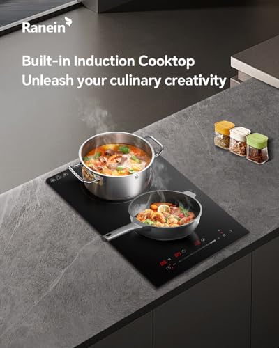 Image of Ranein GEN II 12 Inch 2 Burner Electric Cooktop, Max 3000W 240V Ceramic Panel Built-in Electric Stove Top, with Child Safety Lock, Timer, Over-Temperature Protection
