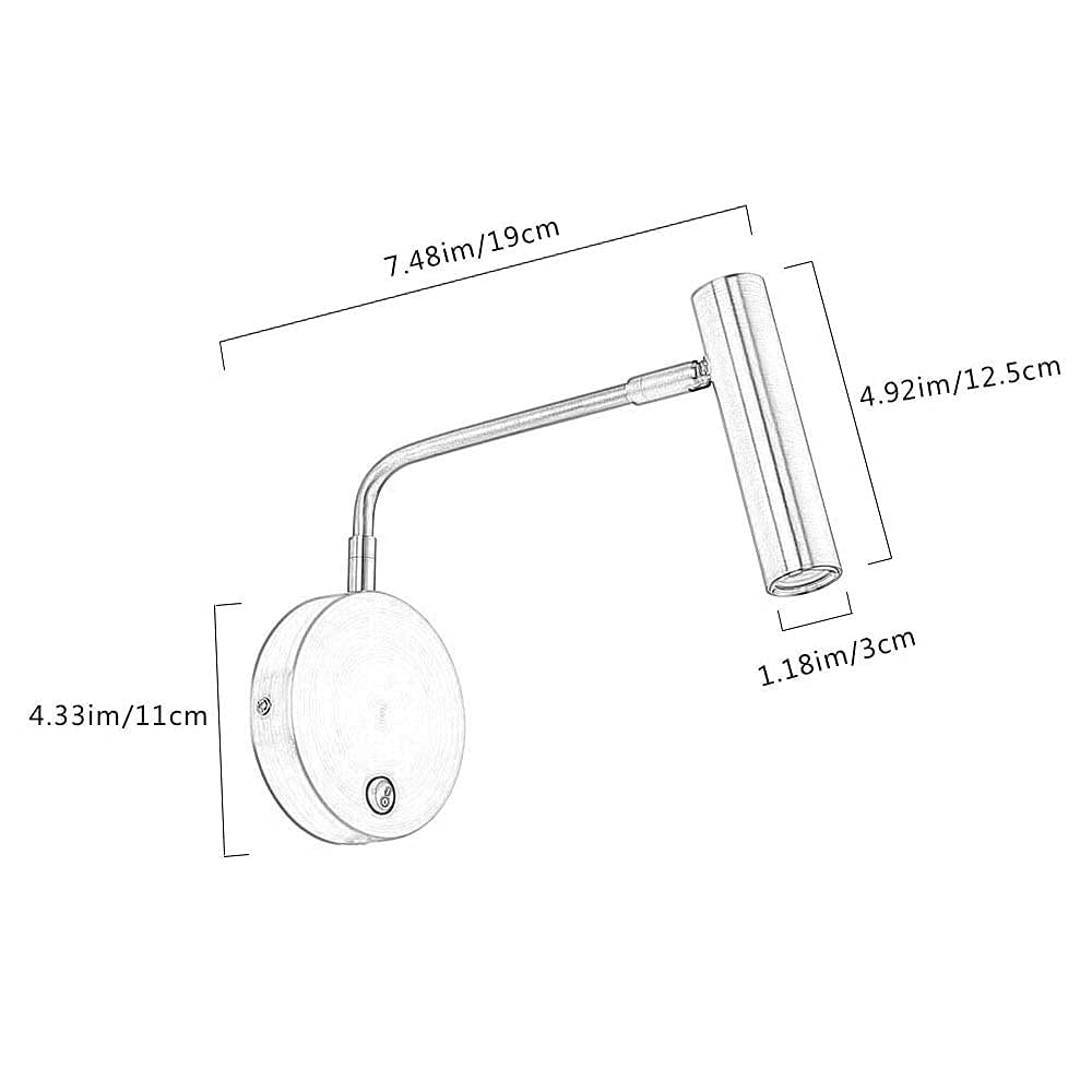 Generic Moderne Wandleuchte Wandleuchte mit Schalter, LED 3W Warmweiß Metall Schlafzimmer Nacht Leselampe, Wohnzimmer Korridor Wandhalterung,Schwarz