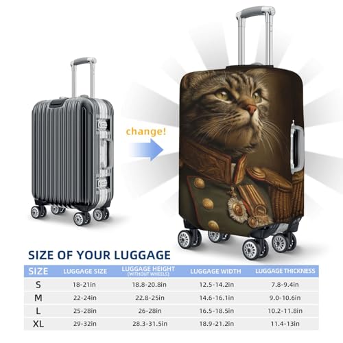 Cat Dressed As A Military Officer Elastic Travel Luggage Covers Dustproof Scratch-Resistant Suitcase Protector Fit 22-24 Inch4