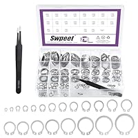 Swpeet 211Pcs 21 Größen M4-M28mm Edelstahl C-Clips Externe Circlip Snap Retaining Clip Ringe mit Pinzette Sortiment Kit, Circlip Retainer Ringe Set für Achsen, Wellen und andere bewegliche Teile